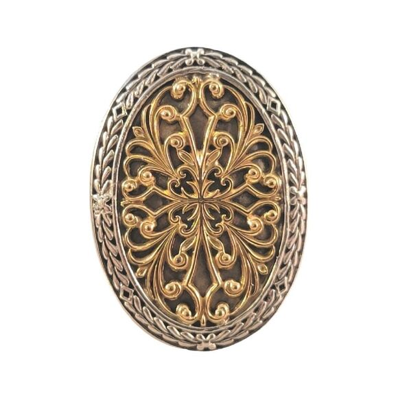 Konstantino 18k Gold & Sterling Filigree Oval Statement Ring - Picture 4 of 11
